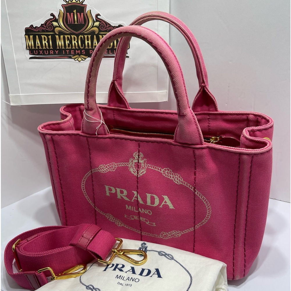 Prada Canapa  bag in Pink with strap, preloved.